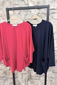 NOEN Shirt Visc&sol;Ela boxy rot&comma; marine